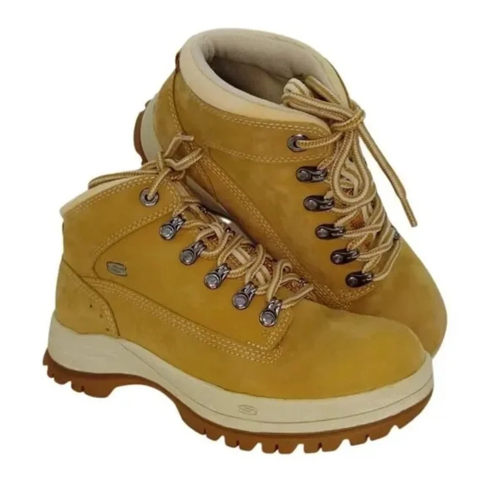 Skechers Synergy Tan & Cream Women’s Hiking Outdoorsy Lace-up Ankle Boots Size 6